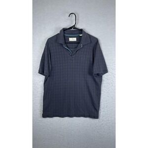 Tommy Bahama Polo Shirt Mens Medium Gray Pima Cotton Check Golf‎ Casual